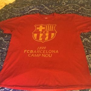 FCB  t shirt, bright red and gold lettering, 2XL,